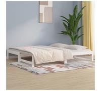 Day Bed Solid Pine Wood White 80x200 cm Pull-Out Trundle Guest Sofa Bed Frame UK