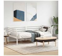 Day Bed Solid Pine Wood White 80x200 cm Sofa Bed Guest Wooden Frame with Rails .