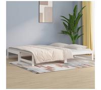 Day Bed Solid Pine Wood White 90x200cm Pull-Out Trundle Space-Saving Guest Sofa