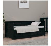 Day Bed Solid Pinewood Black 75x190 cm Small Single Sofa Bed No Mattress Storage
