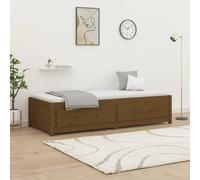 Day Bed Solid Pinewood Honey Brown 80x200cm Storage Drawers Sofa Bed Rustic Twin