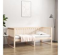 Day Bed Solid Pinewood Natural 90x190 cm Single Sofa Bed Rustic Minimal Compact