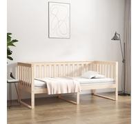 Day Bed Solid Pinewood Natural 90x190 cm Single Sofa Bed Rustic Minimal Compact