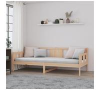 Day Bed Solid Pinewood Natural Finish 90x190 cm Rustic Guest Sofa Handmade Frame