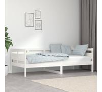 Day Bed Solid Pinewood & Plywood White 90x200 cm Elegant Guest Sofa Bed Sturdy