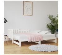 Day Bed Solid Pinewood Pull-Out Guest Bed White 90x190 cm Space-Saving Natural