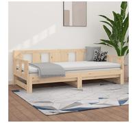 Day Bed Solid Pinewood Pull-Out Natural 90x190cm Trundle Frame 2-Sleeper Guest