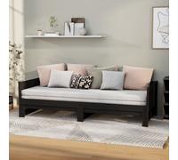 Day Bed Solid Pinewood Pull-Out Sofa Bed Black 2x 90x200cm Space-Saver Guest Bed