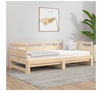 Day Bed Solid Pinewood Pull-Out Trundle Natural Finish 90x190 cm Sofa Guest Bed