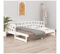 Day Bed Solid Pinewood Pull-Out White 80x200cm Space-Saving Guest Sofa SleeperXL