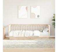 Day Bed Solid Pinewood Untreated 90x200 cm 207.5x97x70.5 cm Natural with storage