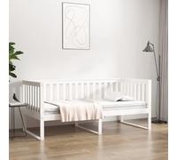 Day Bed Solid Pinewood White 90 x 190 cm Single Sofa Bed Guest Couch Minimalist