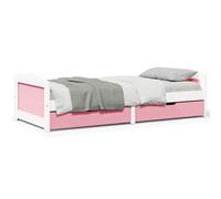Day Bed Solid Pinewood White and Pink 205x96x56cm With 2 Drawers 90x200cm New