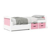 Day Bed Solid Pinewood White & Pink 205x96x69 cm 5-Drawer Storage Sofa Bed Guest