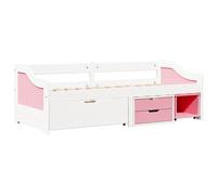 vidaXL Day Bed With 3 Drawers Without Mattress Irun White&pink 90X200 cm, Pink