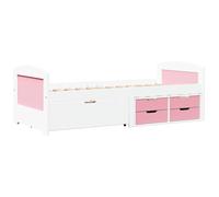 Day Bed Solid Pinewood White & Pink 205x96x69 cm 5-Drawer Storage Sofa Bed Guest