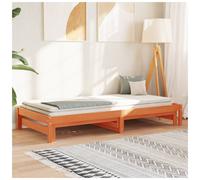 Day bed with trundle Brown solid pine wood 90 x 190 cm single space-savings