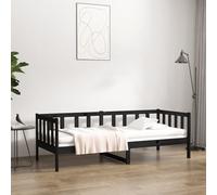 vidaXL Day Bed without Mattress Black 90x190cm Solid Wood Pine