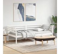 Day Bed Solid Pine Wood White 100x200 cm Sofa Bed Rustic Wooden Frame With Slats