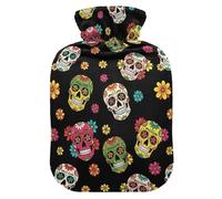 Day Black Skulls Dead Hot Water Bottle with Cover for Pain Relief Hot Pack for Arthritis, 1L