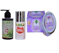 Day Care Skin Routine Combo - Keshar Lepa 50g + Rose Skin Toner 100ml + Neem Tulsi Face Wash 200ml | Natural Brightening, Cleansing & Hydrating Daily Skin Care Kit