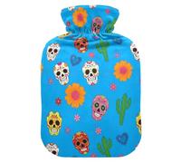 Day Dead Skull Cactus Hot Water Bottle with Cover for Pain Relief Hot Bottle Water Bag for Women, 1L