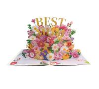 Day Greeting Card, Elegant Foldable Greeting, 3D Popup Flowers Gifts for Mom Women Present Family Gathering