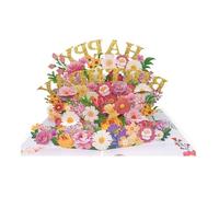 Day Greeting Card, Elegant Foldable Greeting, 3D Popup Flowers Gifts for Mom Women Present Family Gathering