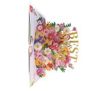 Day Greeting Card, Elegant Foldable Greeting, 3D Popup Flowers Gifts for Mom Women Present Foldable Florals Invitation