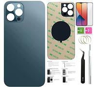 Day-market 12 Pro Max Back Glass Replacement for iPhone 12pro Max Back Cover Glass 6.7 Inch with PreInstalled Tape Installation Instruction Repair Tools Screen Protector Pacific Blue