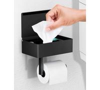 Day Moon™ Black Toilet Paper Holder with Shelf - Wipe Holder for Bathroom, Flushable Wipes Dispenser, Toilet Paper and Wipes Holder