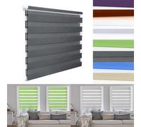 Day Night Zebra Roller Blind 45 x 110 cm UV Protection Straight Edge Dim-Out Roller Blind Lightweight Multiple Colours and Sizes for Bathroom, The Office, Dark Grey