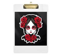 Day of Dead Dark Acrylic Clipboard Fashion Clipboards A4 Standard Size Clip Boards with Low Profile Metal Clip for Nurses Teachers Coaches 12.5 x 9 Inches