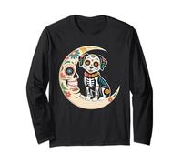 Day of Dead Dog On Moon Dog Lover Sugar Skull Men Women Kids Long Sleeve T-Shirt