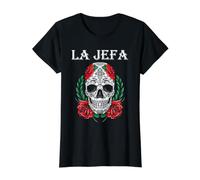 Day of Dead La Jefa Floral Sugar Skull Lady Boss Value Graphic T-Shirt