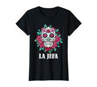 Day of Dead La Jefa Floral Sugar Skull Lady Boss Value Graphic T-Shirt