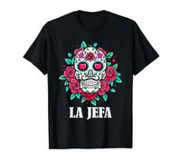 Day of Dead La Jefa Floral Sugar Skull Lady Boss Value Graphic T-Shirt