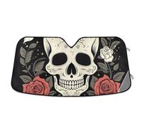 Day of Dead Sugar Skull Car Sun Shade Windshield Foldable Reflective Sun Visor Protect Your Car 55×27.6 inch