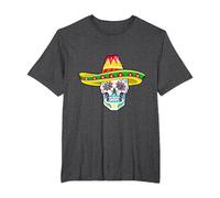 Day of Dead Sugar Skull Funny Cinco de Mayo Men Women T-Shirt, Men's Big and Tall, Dark Heather Grey, 4X Tall
