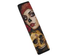 Day of Dead Woman Skull Seat Belt Cover Pad Universal Shoulder Strap Protection Seatbelt Covers Car Accessories 1PCS