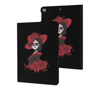 Day of Dead Women Skull Funny Tablet Cases Multi-Viewing Angels Trifold Stand Case Compatible with iPad Series