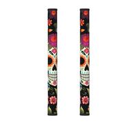 Day of The Dead 2Pcs Refrigerator Door Handle Covers, Sugar Skull Flower Kitchen Appliance Handle Cover for Fridge Microwave Stove Oven Dishwasher Decor