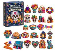 Day of the Dead Advent Calendar 2026, 24Pcs 2D Acrylic Hanging Ornaments Countdown Blind Box, Mexican Sugar Skull Decor, 10 Styles Available, Halloween Day of The Dead Tree Decorations Gift Set (H)