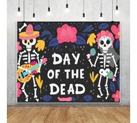 Day of The Dead Backdrop 10x8ft Fiesta Dia De Los Muertos Photography Background Mexican Skull Flowers Party Backdrop Decorations for Carnival Dress-Up Party Banner Decor Supplies