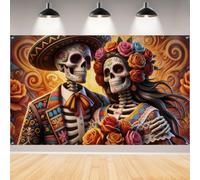 Day of the Dead Backdrop,Dia DE Los Muertos Decorations (Multicolored 01)