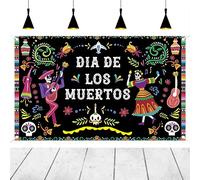 Day of The Dead Backdrop for Mexican Dia DE Los Muertos Photography Background Fiesta Sugar Skull Party Banner Supplies Decoration Photo Booth, 7 x 5 Ft