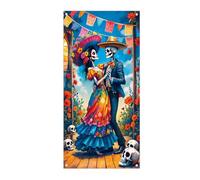 Day of the Dead Backdrop,Skeleton Couple Banner, Sugar Skull Fiesta Background for Día de los Muertos, Mexican Party Decorations, Halloween Photo Booth Props (180x90cm)