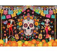 Day of The Dead Backdrop Sugar Skull Floral Mexican Dia DE Los Muertos Photography Background Halloween Mexican Fiesta Home Altar Ofrenda Decorations Supplies 7x5FT
