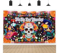 Day of The Dead Background Decoration, 72.8 x 43.3 Inch Mexican Large Day of The Dead Photo Backdrop Party Decorations, Colorful Sugar Skull Flowers Creative Holiday Party Decoration Supplies