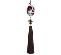 Day of The Dead Beauty Automotive Interior Mirrors Hanging Crystal Pendant Lucky Charm Car Rearview Ornament Ellipse